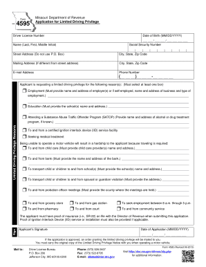 Missouri Limited Driving Privilege Application