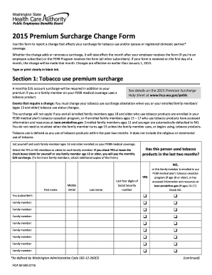 2015 Premium Surcharge Change Form