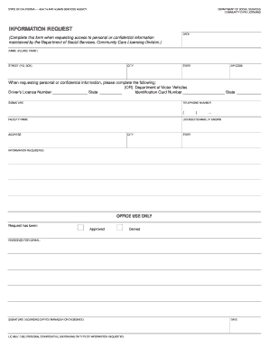California Information Request Form