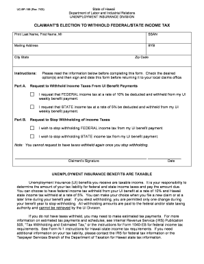 Hawaii Unemployment Insurance Tax Withholding Form