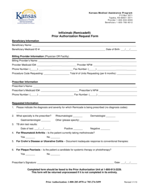 Kansas Remicade Prior Authorization Request Form