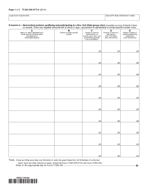 New York State Schedule A for Nonresident Partners