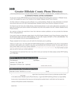 Alternate Phone Listing Agreement