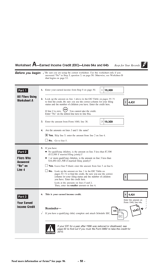 Earned Income Credit Worksheet A