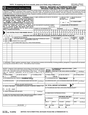 Dental Record Authorization and Invoice for Outpatient Services