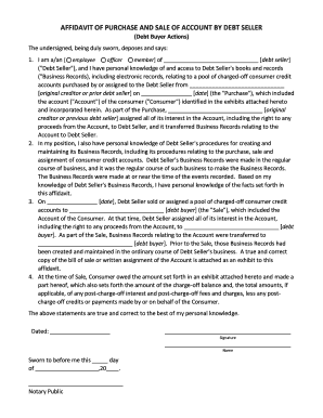 Affidavit of Purchase and Sale of Account by Debt Seller