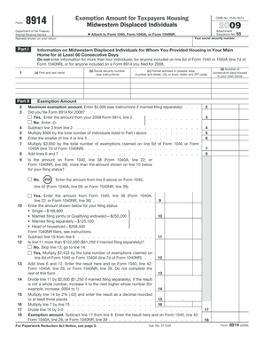 Form 8914 Midwestern Displaced Individuals Exemption