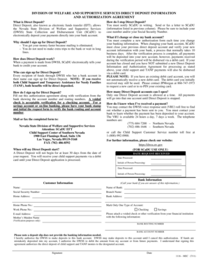 Nevada Direct Deposit Authorization Agreement