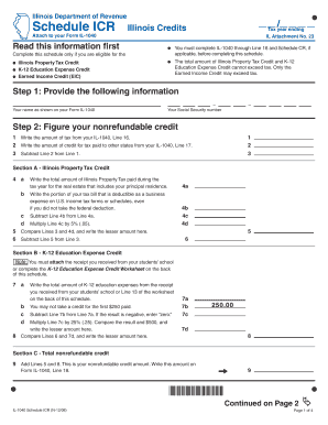 Illinois Credits Schedule ICR