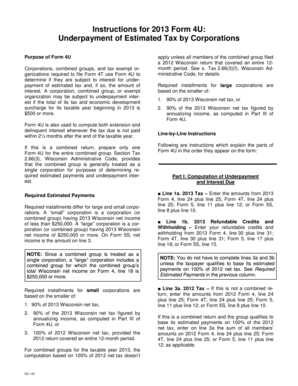 2013 Form 4U Wisconsin Underpayment of Estimated Tax
