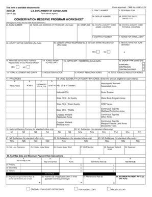 Conservation Reserve Program Worksheet