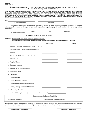 New Jersey Real Property Tax Deduction Form