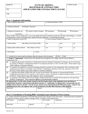 Arizona Contractor License Application