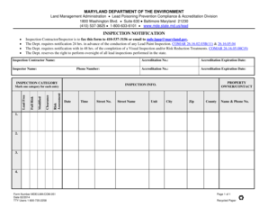 Maryland Lead Paint Inspection Notification