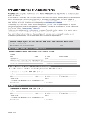 MassHealth Provider Change of Address Form