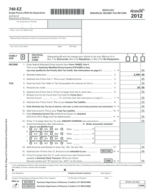 Kentucky 740-EZ Individual Income Tax Return