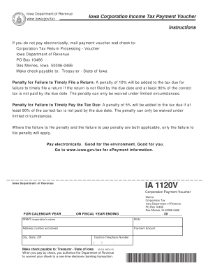 Iowa Corporation Income Tax Payment Voucher