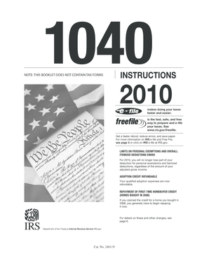 IRS Form 1040 Instructions 2010