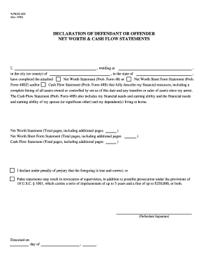 Declaration of Defendant Net Worth and Cash Flow