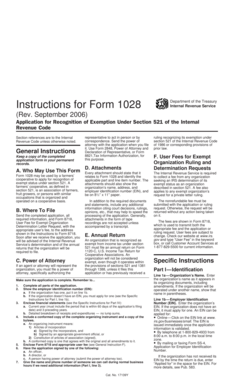 IRS Form 1028 Application for Exemption