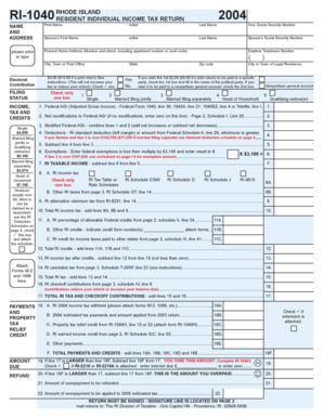 Rhode Island Resident Individual Income Tax Return 2004