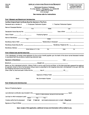 RSA Survivor Benefit Application