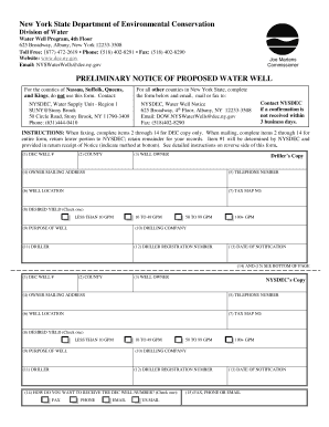 Preliminary Notice of Proposed Water Well