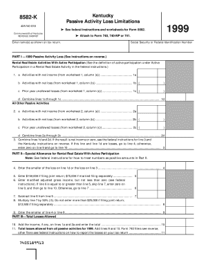 Kentucky Passive Activity Loss Form 8582-K