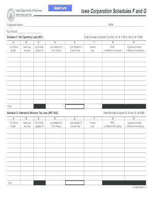 Iowa Corporation Schedules F and G