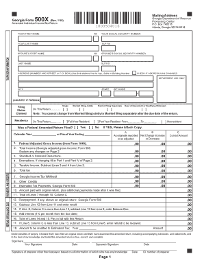 Georgia Amended Individual Income Tax Return