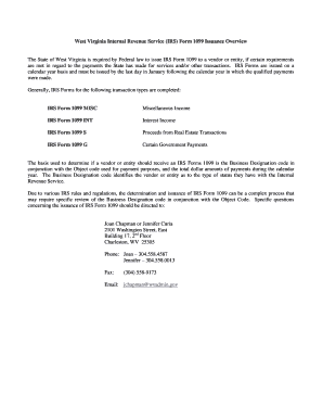 West Virginia IRS Form 1099 Issuance Overview