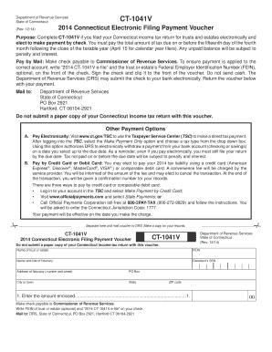 2014 Connecticut Electronic Filing Payment Voucher