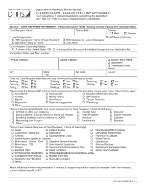 Lifespan Respite Subsidy Program Application
