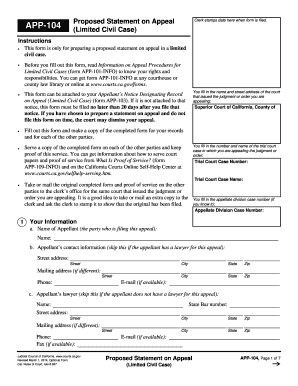 Proposed Statement on Appeal Form APP-104