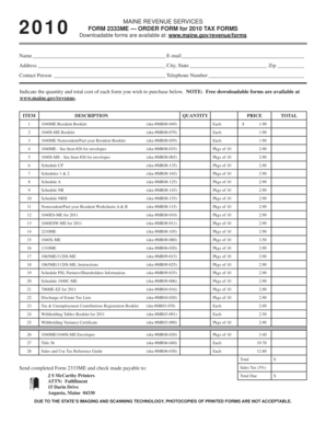 Maine 2010 Tax Form Order Form