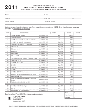 Maine 2011 Tax Forms Order Form