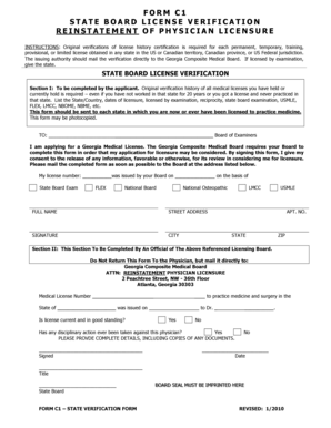 State Board License Verification Form