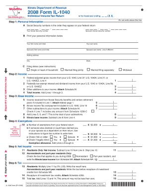 Illinois Individual Income Tax Return Form IL-1040