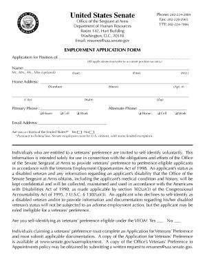 US Senate Employment Application Form