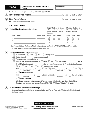 California Child Custody and Visitation Order
