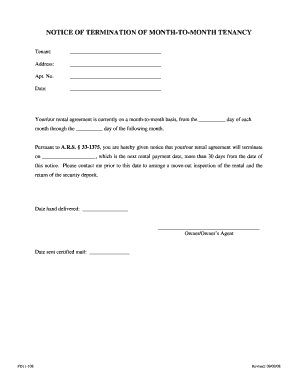 30 day notice template - OF TERMINATION