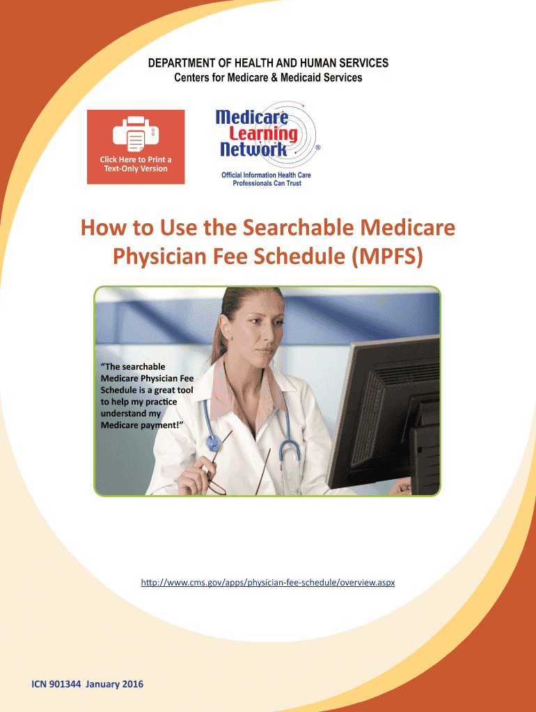 Fillable Online cms How to Use the Searchable Medicare Physician Fee ...