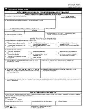 VA Form 22-1995 Request for Change of Program or Place of Training
