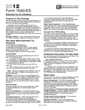 2012 Form 1040-ES Estimated Tax for Individuals