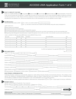 ACCESS UWA Application Form