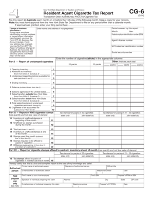 New York Cigarette Tax Report