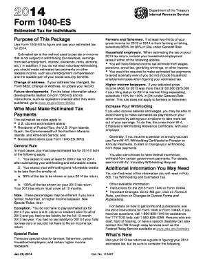 IRS Form 1040-ES 2014