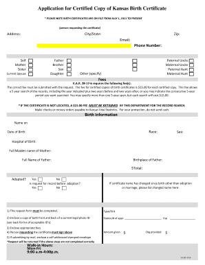 Kansas Birth Certificate Application
