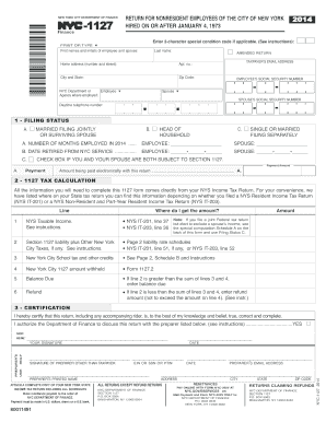 New York City Nonresident Employee Tax Form NYC-1127