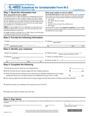 Illinois Substitute for Unobtainable Form W-2